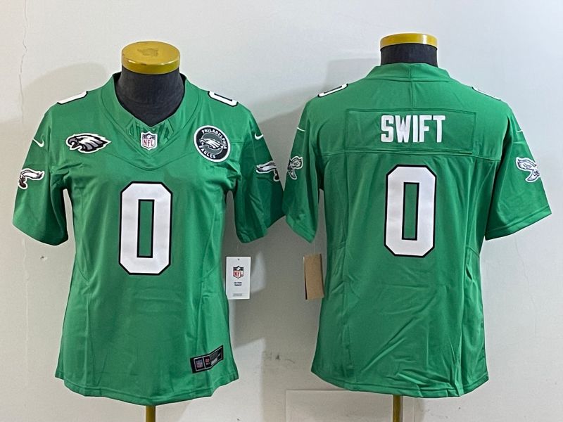 Women Philadelphia Eagles #0 Swift Green three generations 2025 Nike Vapor Limited NFL Jersey style 5